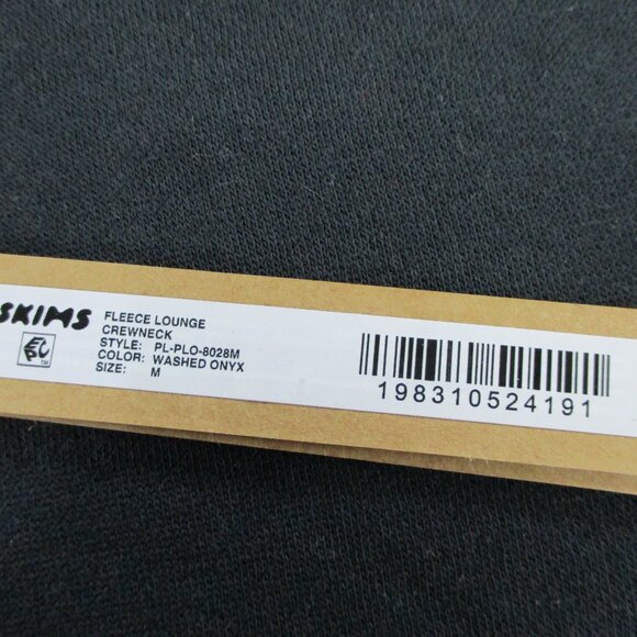 SKIMS Fleece Lounge Crewneck Sweatshirt Mens Medium Washed Onyx Black Pullover - Picture 4 of 10